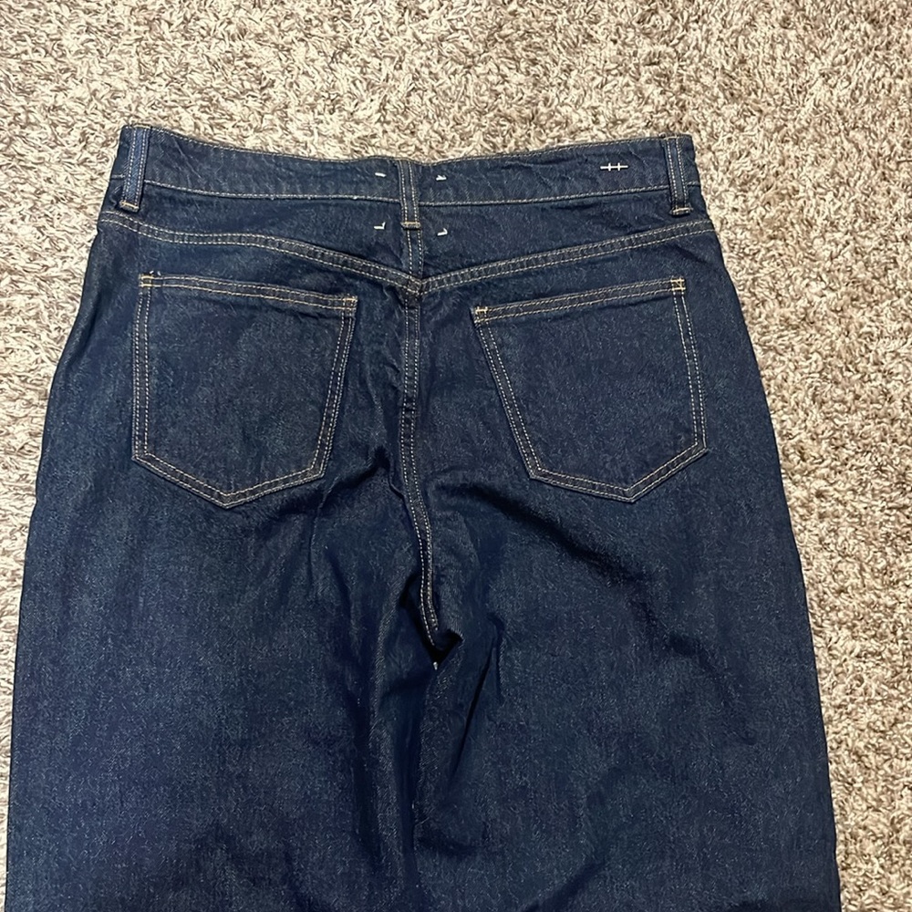 Wide leg dark wash denim jeans with front seam - Picture 6 of 6